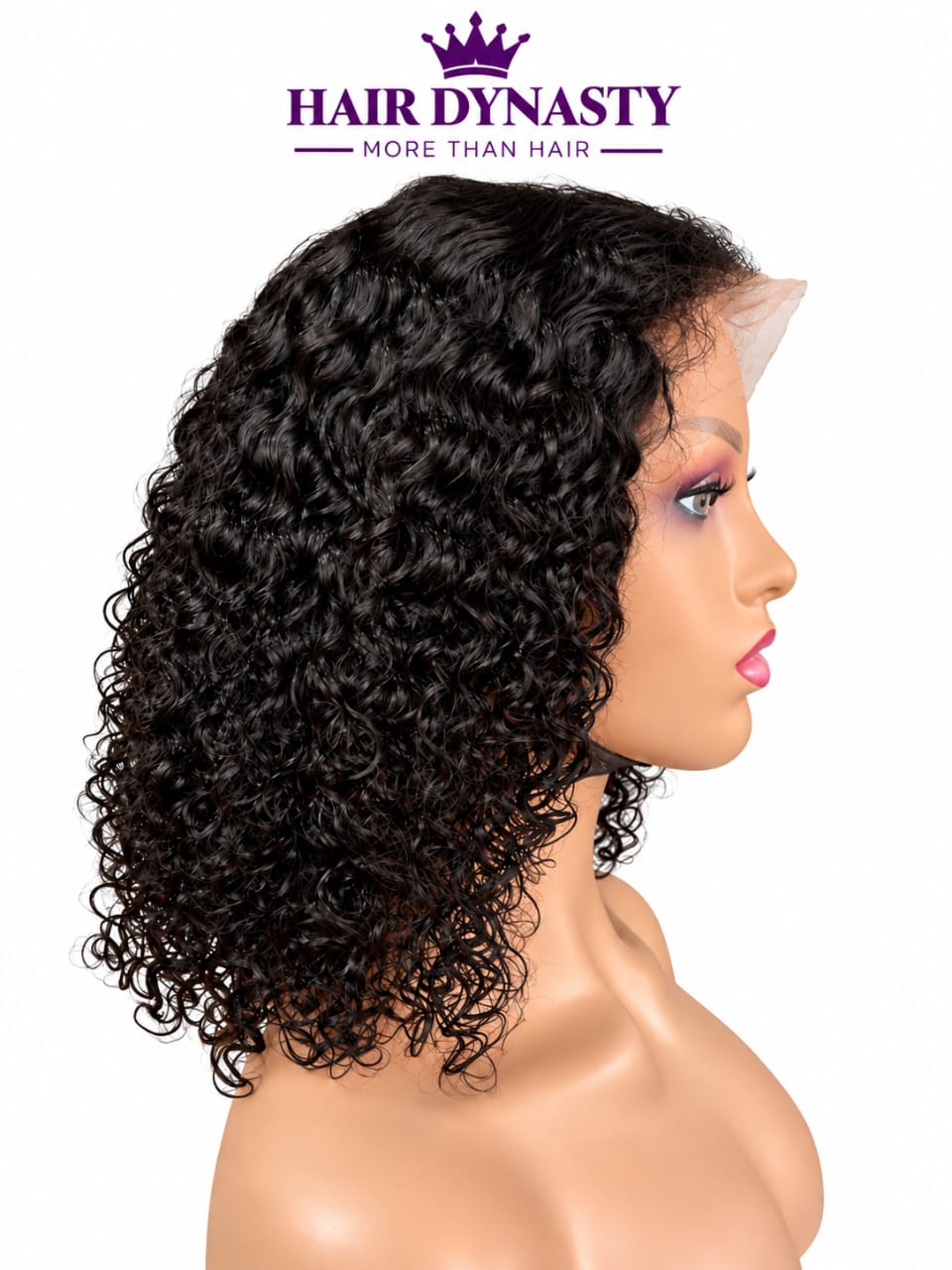 Curly Bob — Natural Black (#1B) Brazilian human hair wig — view 3