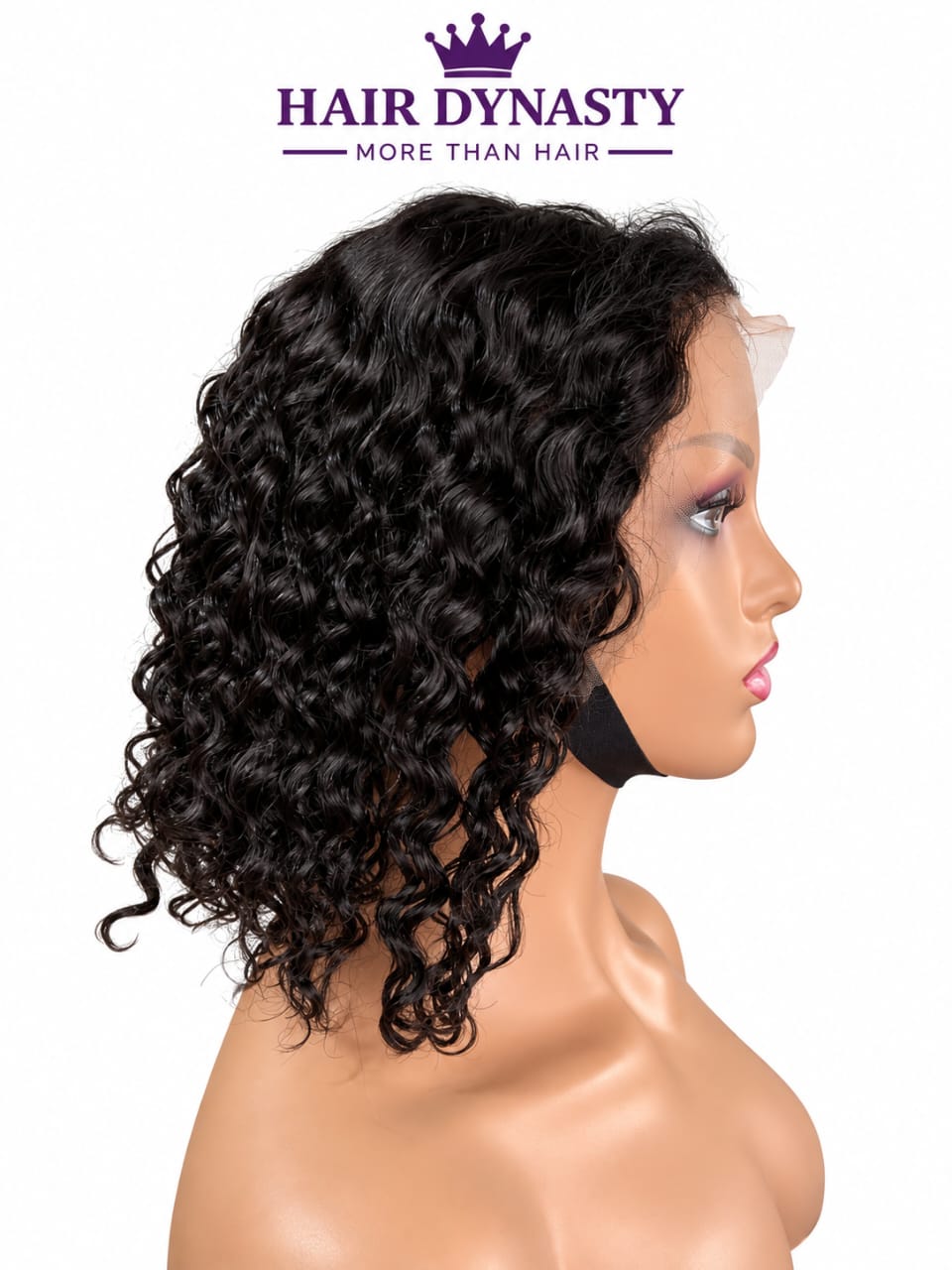 Curly Bob — Natural Black (#1B) Brazilian human hair wig — view 1