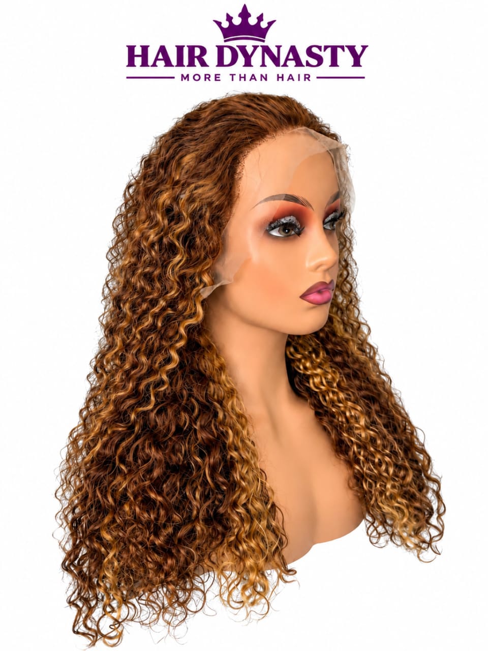 Curly — Honey Highlight Brazilian human hair wig — view 2