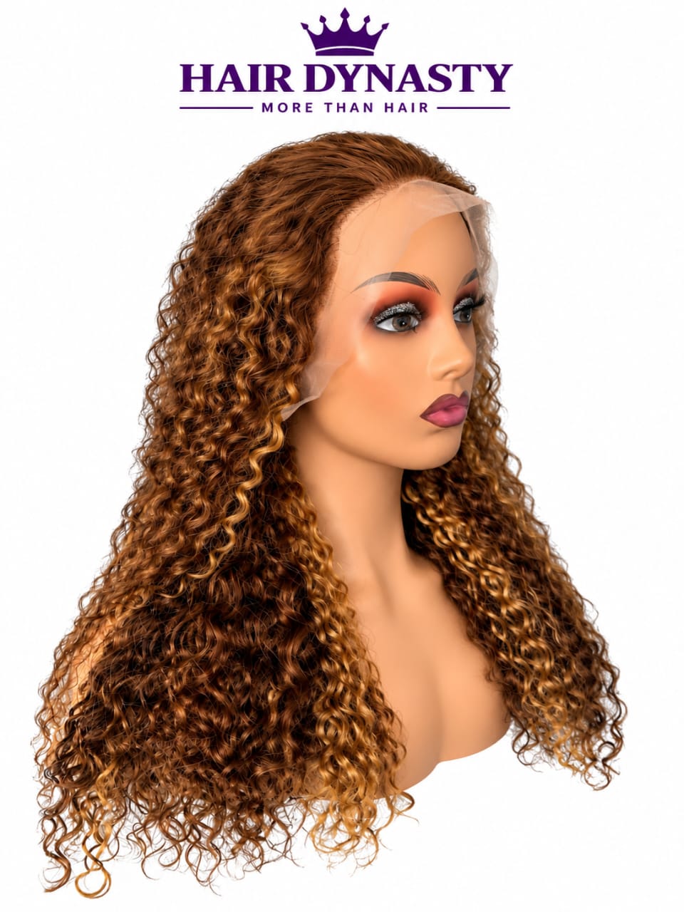 Curly — Honey Highlight Brazilian human hair wig — view 1