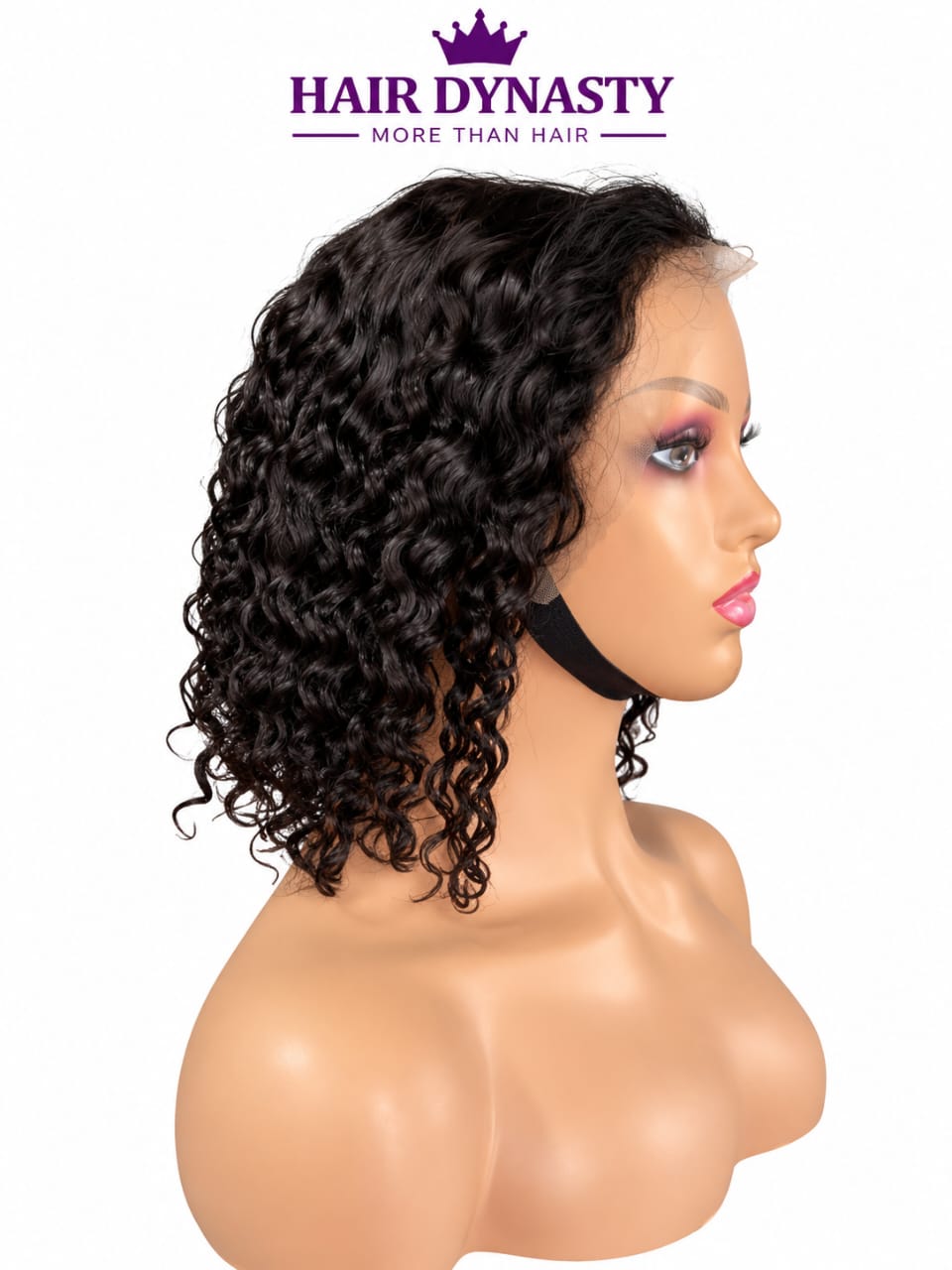Curly Bob — Natural Black (#1B) Brazilian human hair wig — view 2